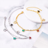 Stainless steel gold 2 layers butterflies charm anklet