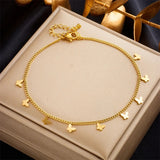 Stainless steel mini butterflies anklet