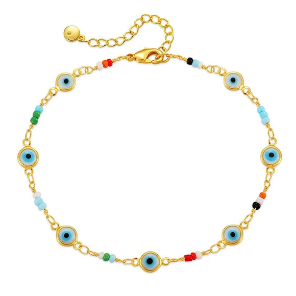 Copper plated 18k vuntage blue eyes anklet