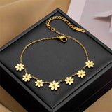 Stainless steel elegant daisy flower anklet