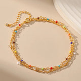 Copper plated 18k gold boho geomwtric crystal stone anklet