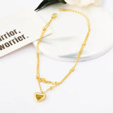 Stainless steel 2 layers forever love heart anklet