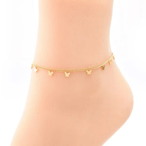 Stainless steel mini butterflies anklet