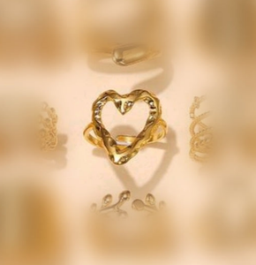 Boho Heart shaped adjustable gold stainless ring