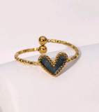 Stainless Steel  Adjustable Drop Heart Ring