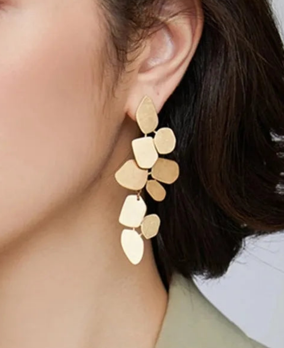 New design  irregular flower copper plated drop earrings