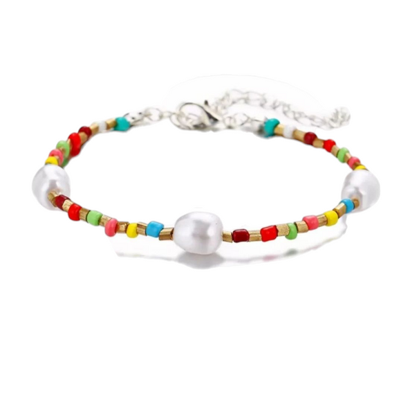 Bohemian Colorful Seed Beads pearl Anklet for Women