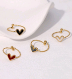 Stainless Steel  Adjustable Drop Heart Ring