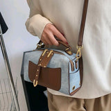 Waterproof PU leather bucket two tones bag