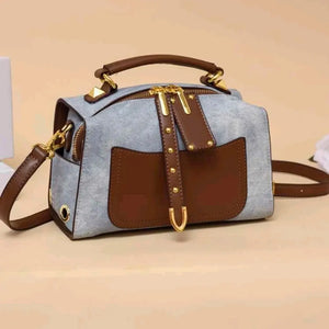 Waterproof PU leather bucket two tones bag