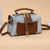 Waterproof PU leather bucket two tones bag