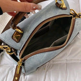 Waterproof PU leather bucket two tones bag