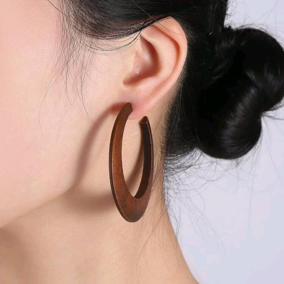 Wood lightweight hoop earrings