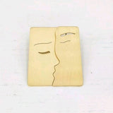 Abstract kiss lovers gold stud metal earrings