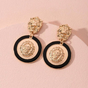 Lion head retro stud earrings