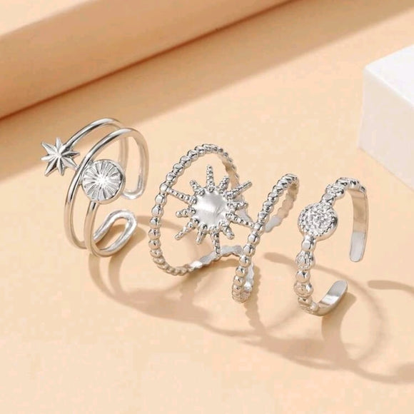 Stainless steel 3pcs set silver rings