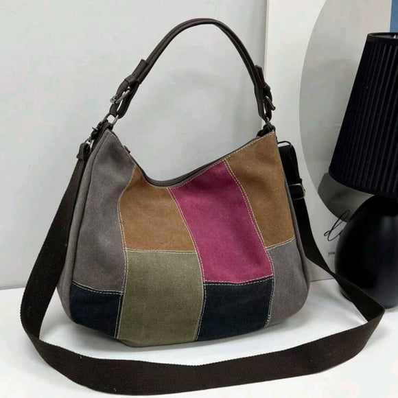 Colorblock boho large capacity bag