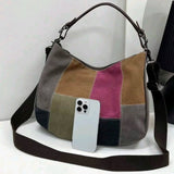 Colorblock boho large capacity bag