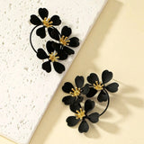 Flower black Stud Earrings