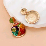 Color Block Round Drop Earrings