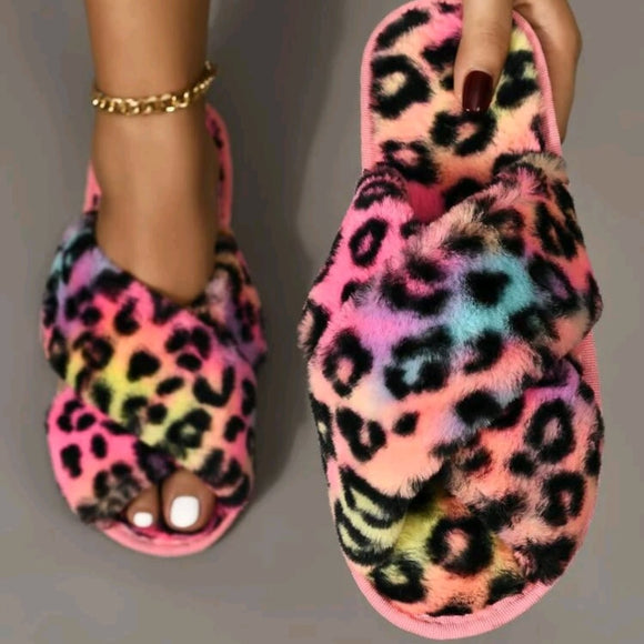 Ombre Leopard Pattern Bedroom Slippers