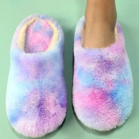 Tie Dye Fluffy Bedroom Slippers