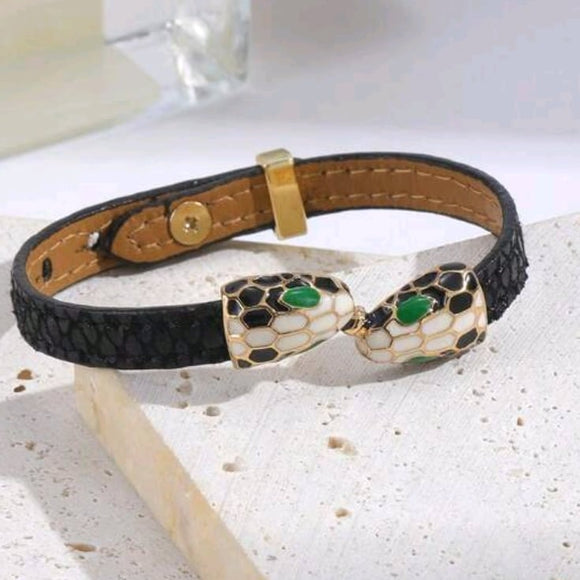 Snake Print Pu Leather Fashion Bracelet