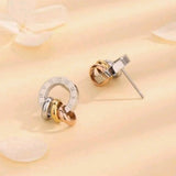 Three-Layered Roman Numeral Circle Earring stainless Steel