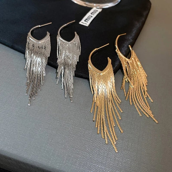 Long vintage drop earrings silver gold colors