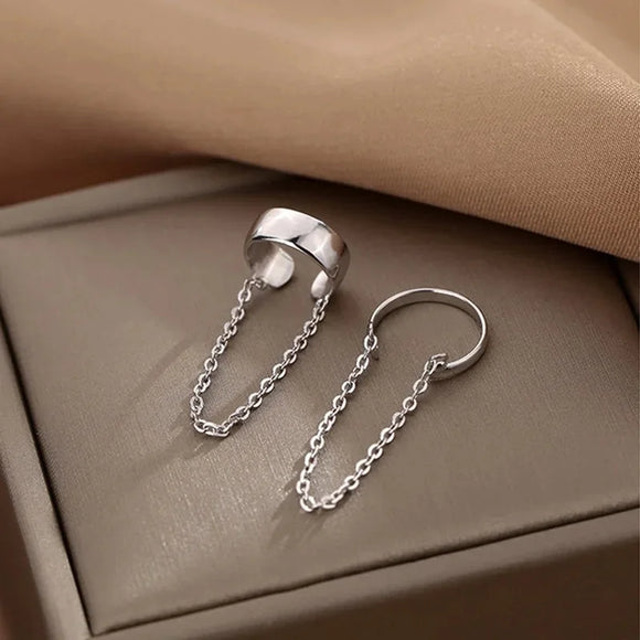 1 piece Long tassel silver cuff earrings