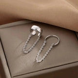 1 piece Long tassel silver cuff earrings