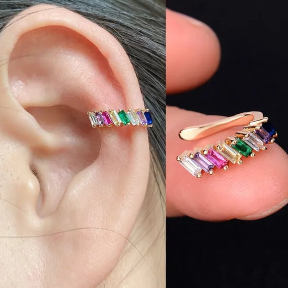 1 pcs  simple colorful cubic zirconia cuff earrings