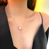 stainless steel minimalist round zircon pendant necklace