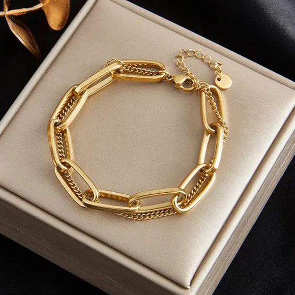 Stainless steel bracelet double layer link chain