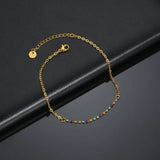 stainless steel anklet with colorful beads