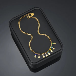stainless steel anklet drop colorful beads