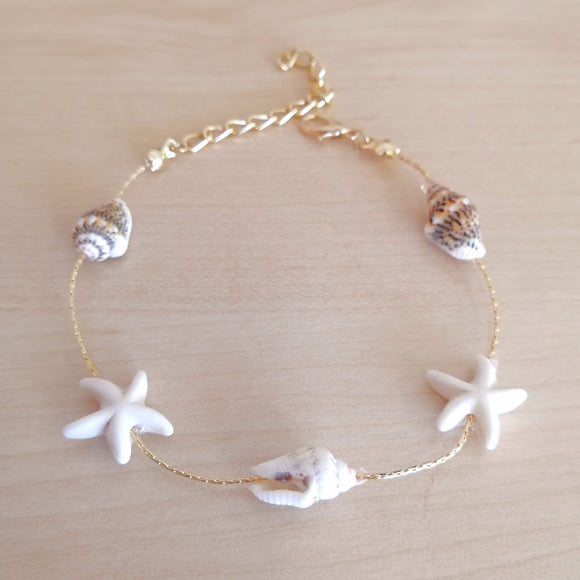 stainless steel starfish shell anklet