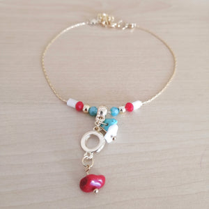 Natural stone dangle pendant Anklet