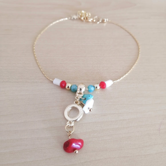 Natural stone dangle pendant Anklet
