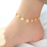 Stainless steel elegant daisy flower anklet
