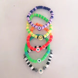 vinyl disc colorful eye smiley elastic bracelet