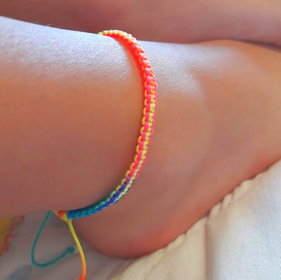 Weave multicolor adjustable anklet