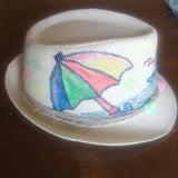 Beach shells umbrella straw hat