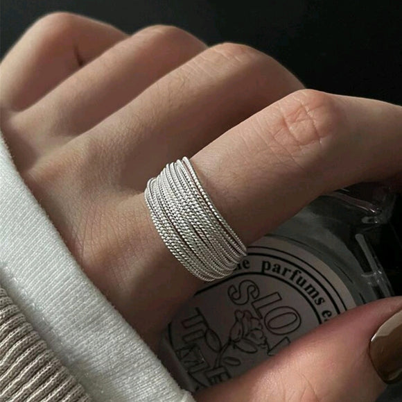 Silver copper Color Unique Lines Open Ring