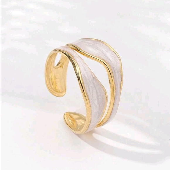 Stainless steel Two Tone Cuff Ring