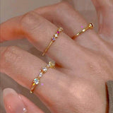 3pcs/set zinc alloy Rhinestone Open Ring Set