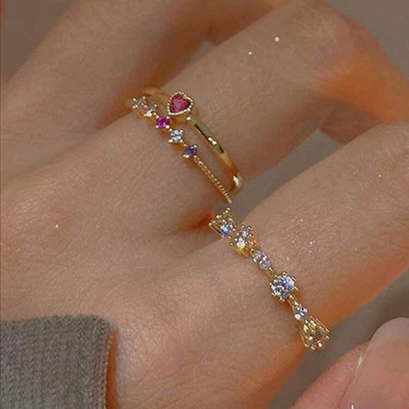 3pcs/set zinc alloy Rhinestone Open Ring Set