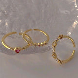 3pcs/set zinc alloy Rhinestone Open Ring Set