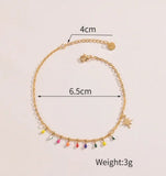 stainless steel anklet drop colorful beads Star