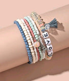 5pcs set Tassel Charm Beaded Bracelet
